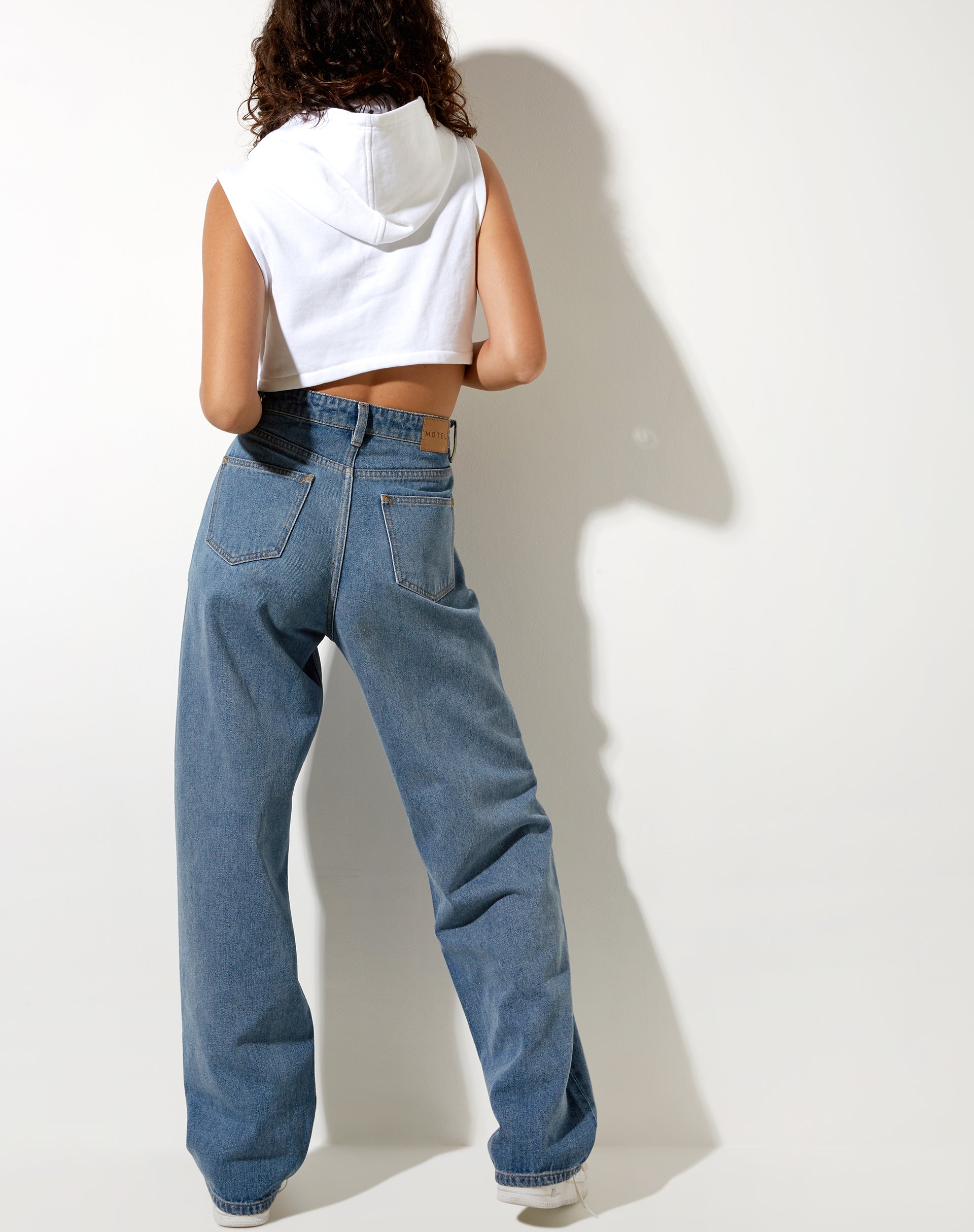 Crodie Hoodie in White Pearl Sand Embro-Nico Sky