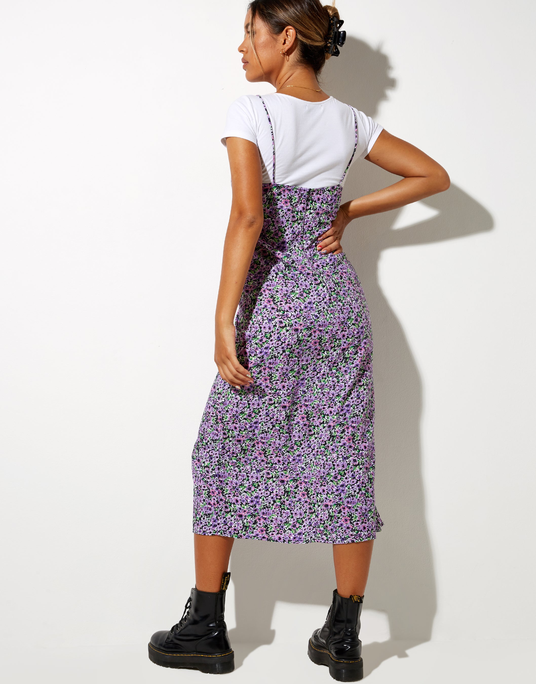 Cypress Midi Dress in Lilac Blossom-Nico Sky