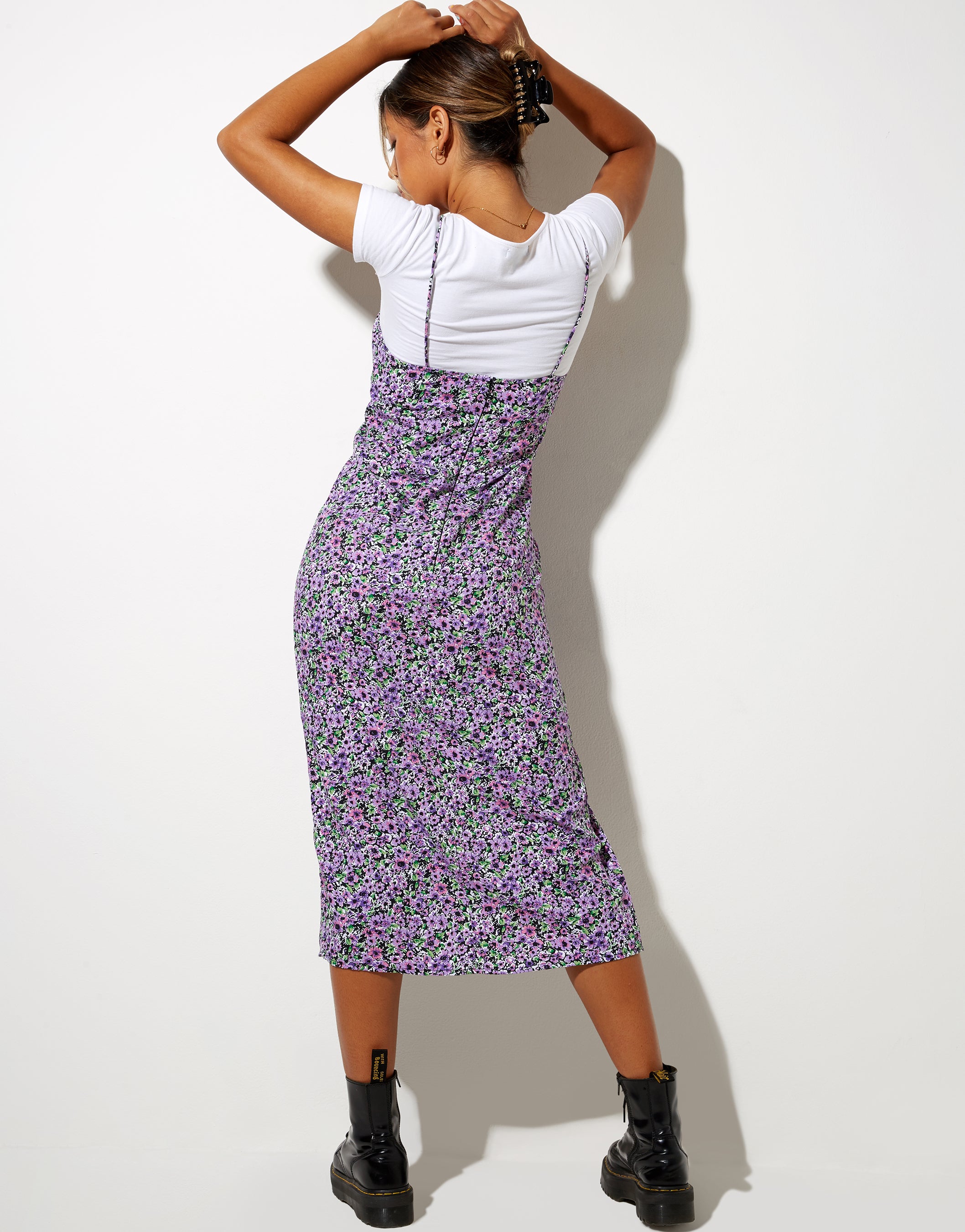 Cypress Midi Dress in Lilac Blossom-Nico Sky