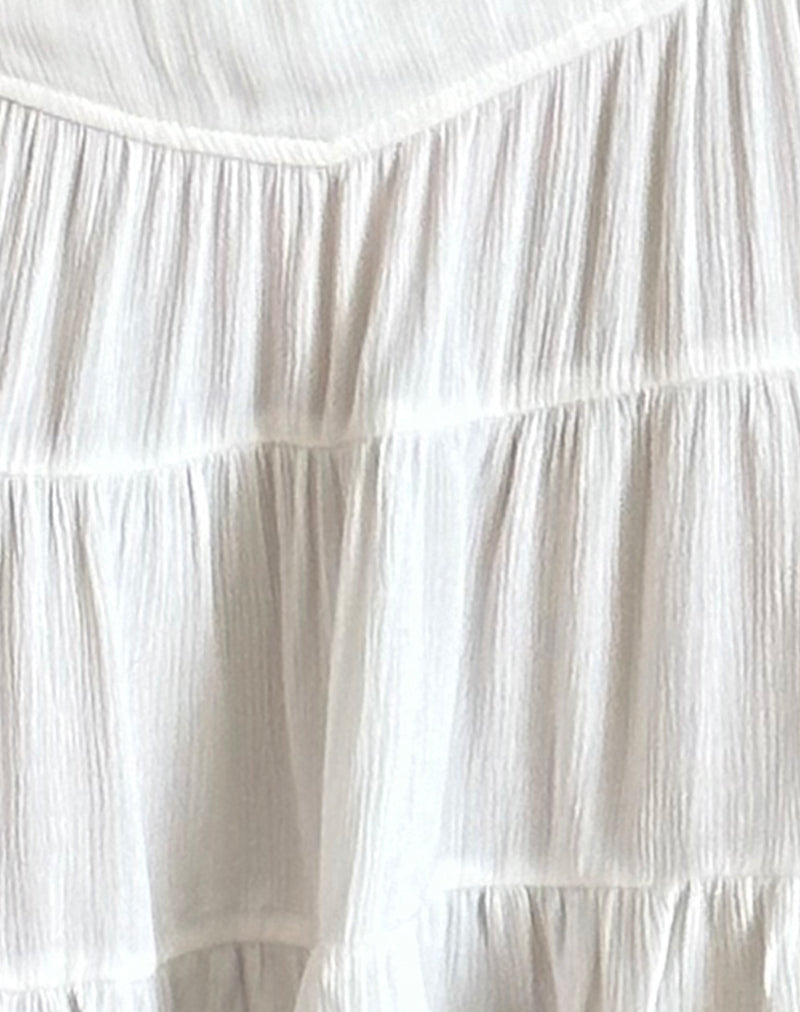 Dacita Mini Skirt in Crinkle Ivory-Nico Sky