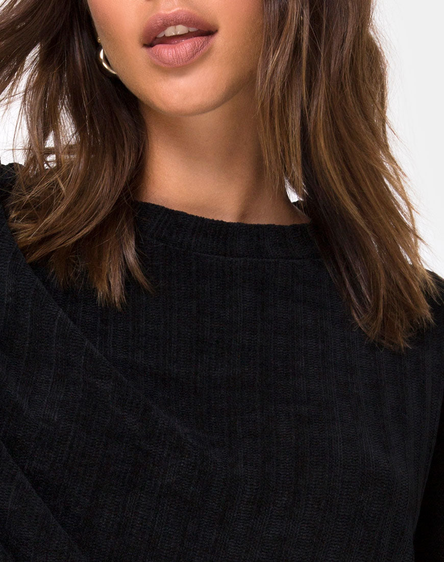 Dad Jumper in Chenille Black-Nico Sky