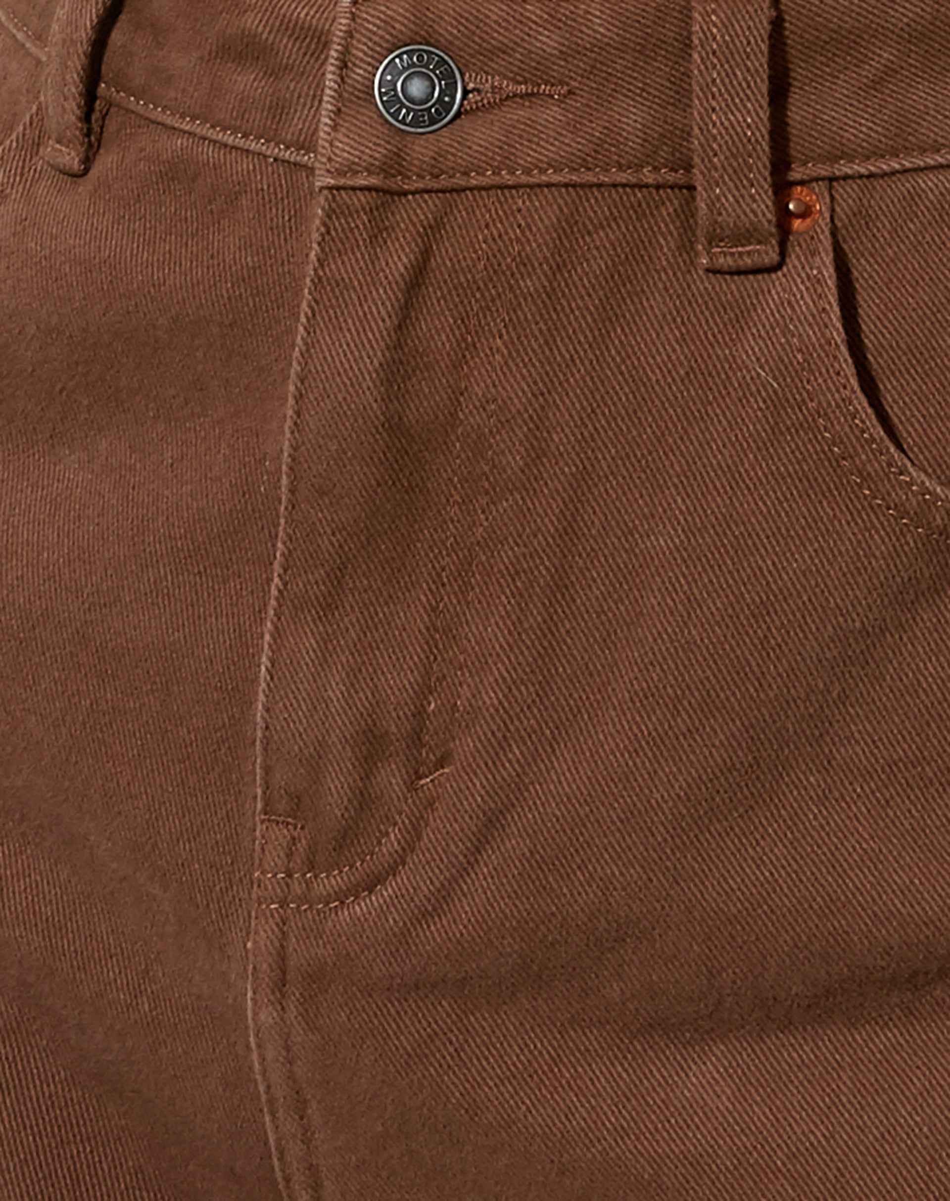 Dad Denim Shorts in Rich Brown-Nico Sky