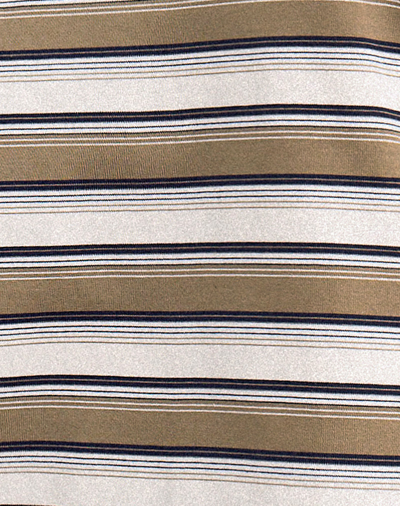 Dafika Long Sleeve Jersey Top in Brown and White Stripe-Nico Sky