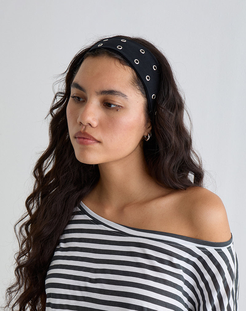 Eyelet Headband in Black-Nico Sky