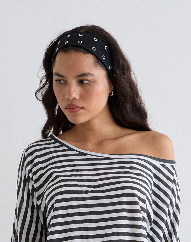 Eyelet Headband in Black-Nico Sky