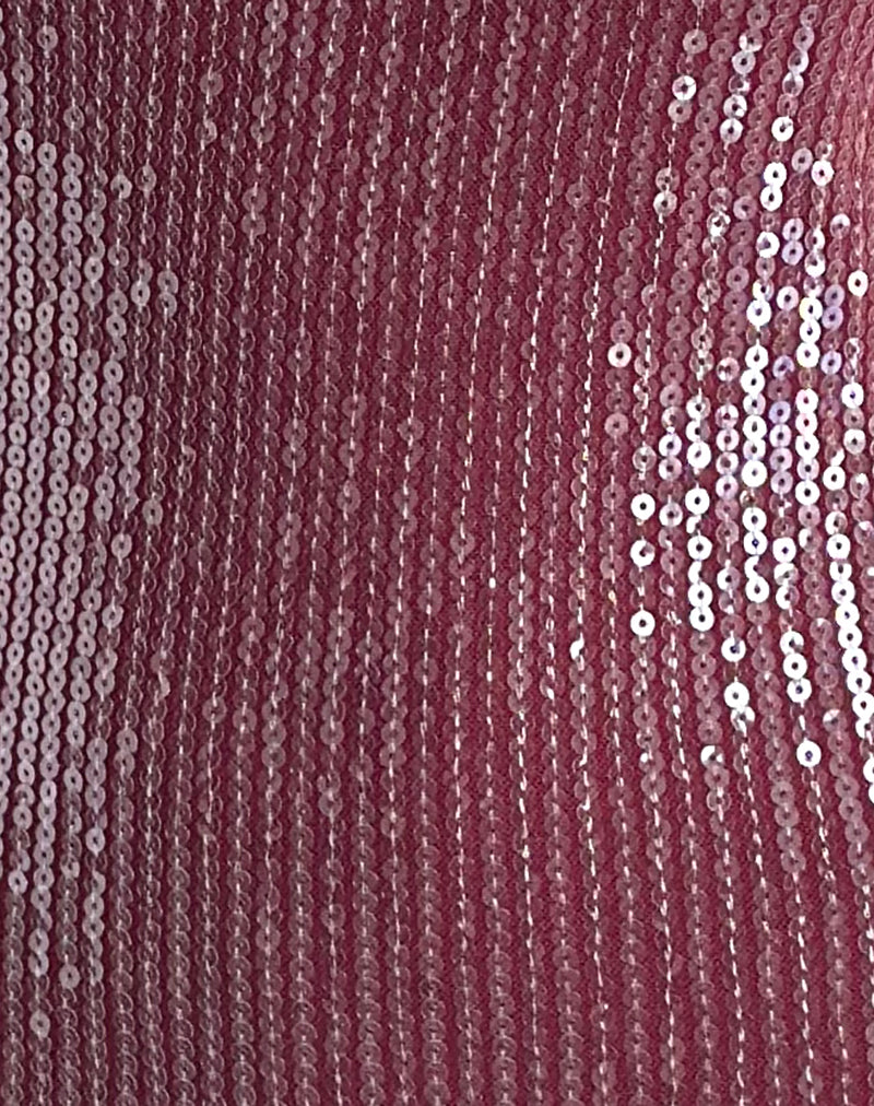 Damske Vest Top in Clear Sequin Maroon-Nico Sky