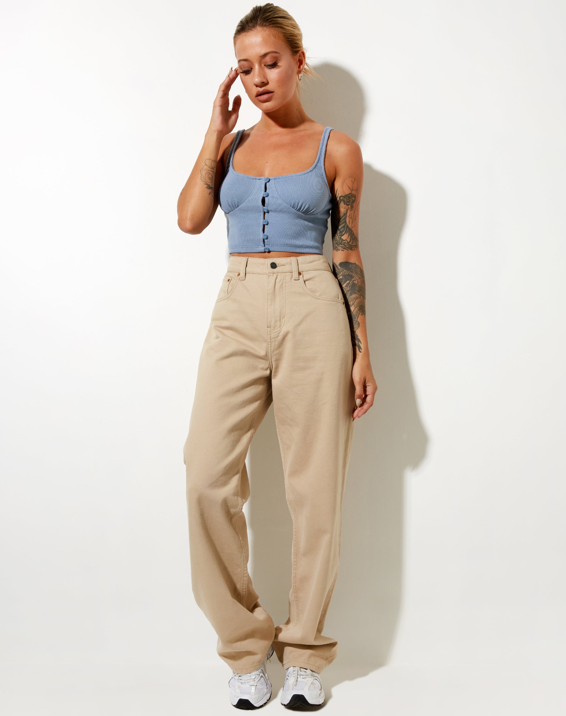 Darau Crop Top in Rib Powder Blue-Nico Sky