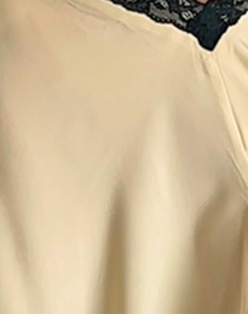 Houda Midi Skirt in Buttermilk with Grey Lace-Nico Sky