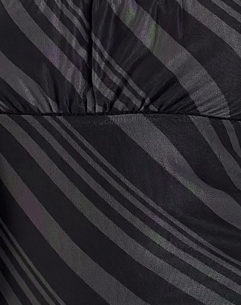 Darsih Maxi Dress in Irregular Stripe Grey Black-Nico Sky