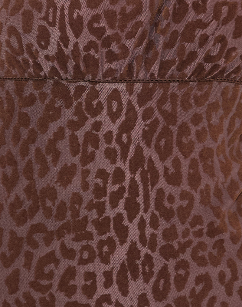 Darsih Maxi Dress in Rar Leopard Flock Chocolate-Nico Sky