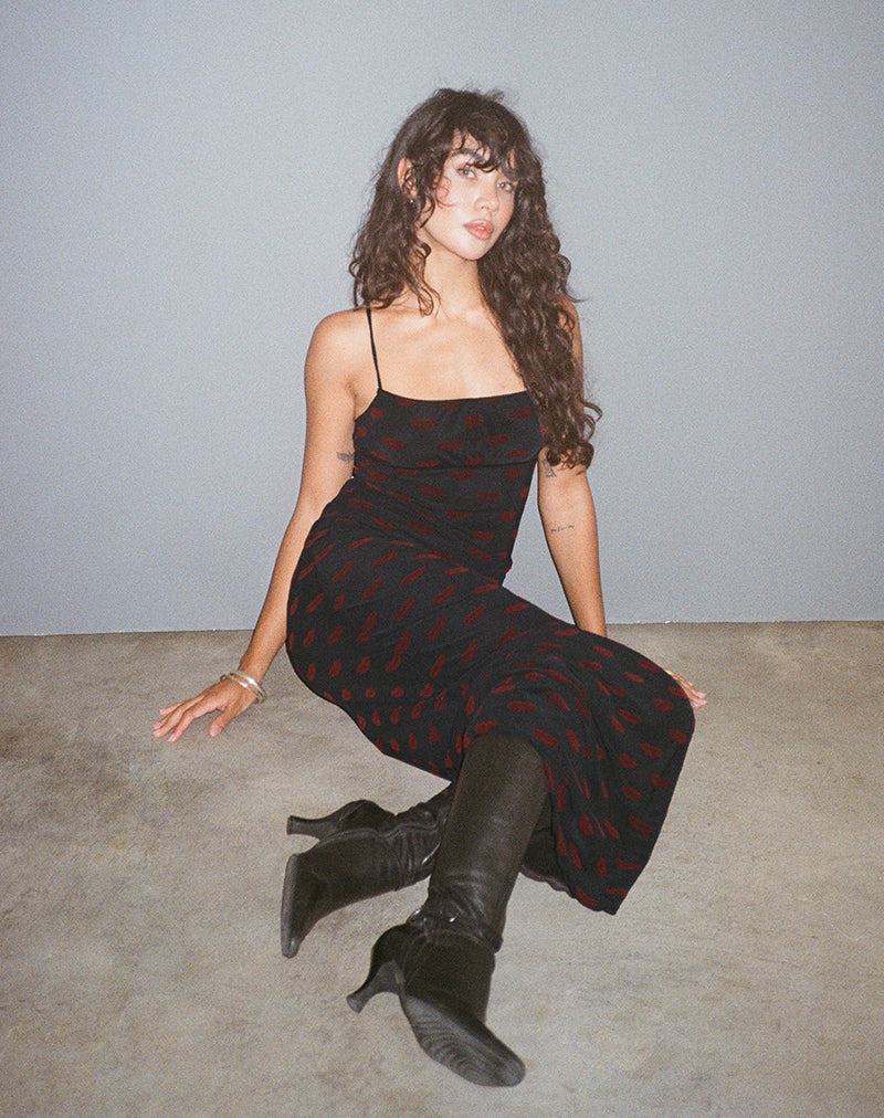 Darsih Maxi Dress in Lips Flock Black-Nico Sky