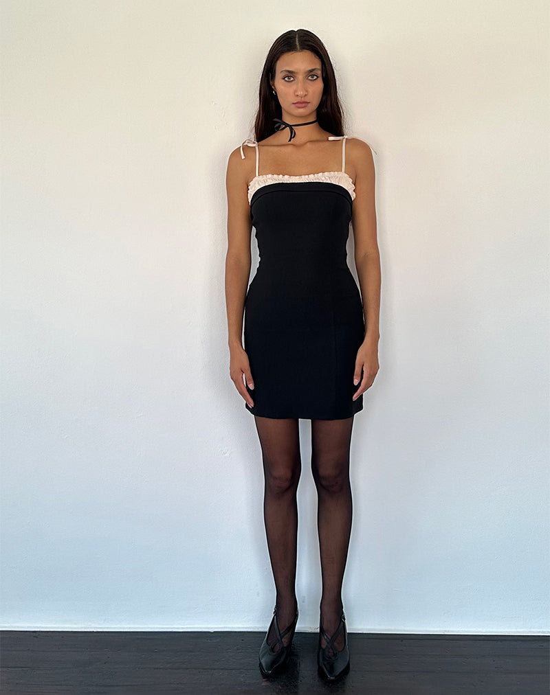 Daruka Mini Dress in Satin Black-Nico Sky