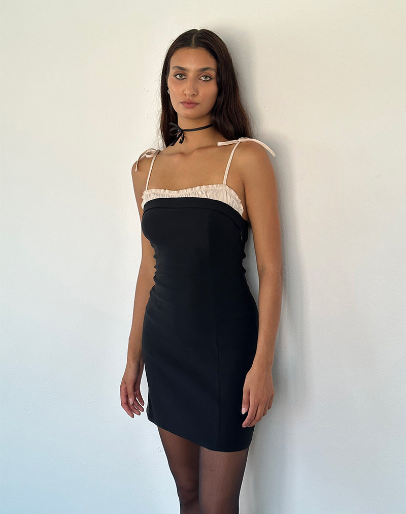 Daruka Mini Dress in Satin Black-Nico Sky