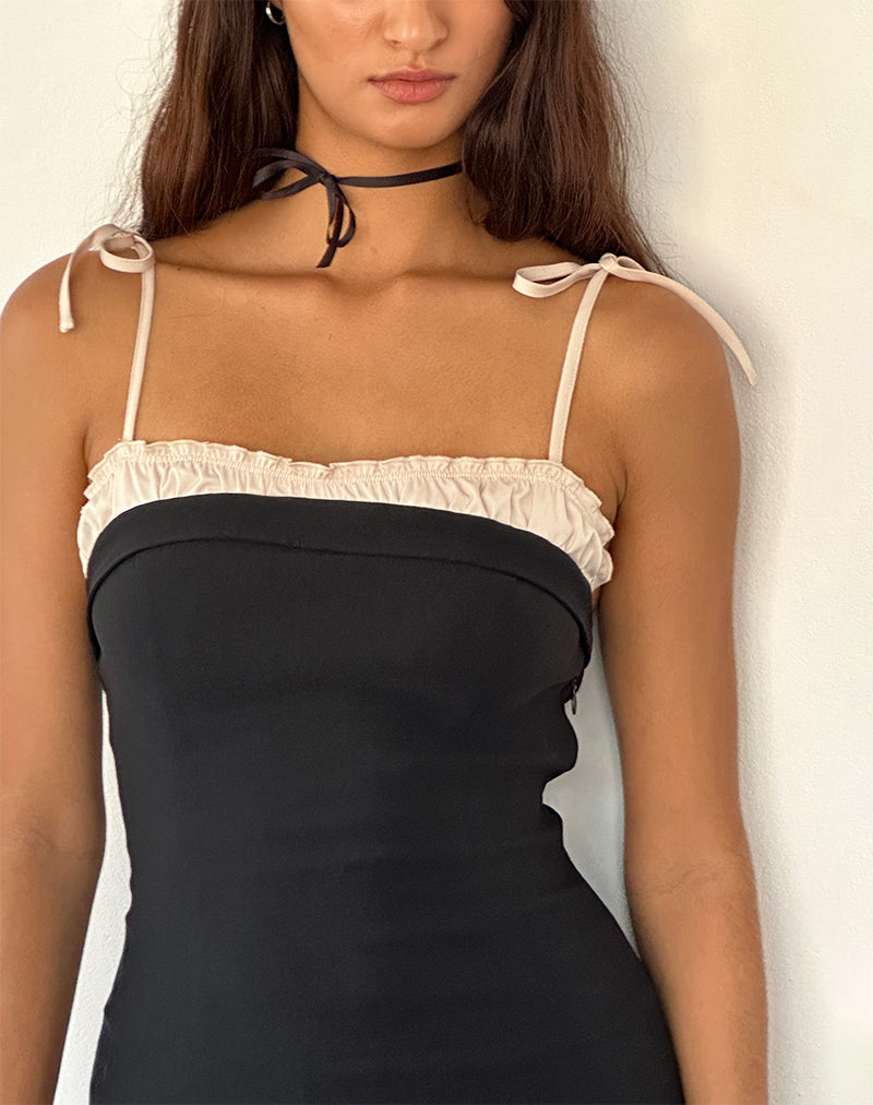 Daruka Mini Dress in Satin Black-Nico Sky