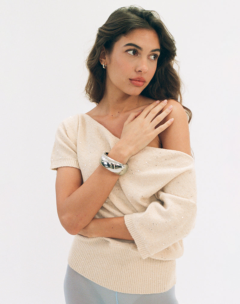 Darusa Top in Dispersed Sequin Gold-Nico Sky