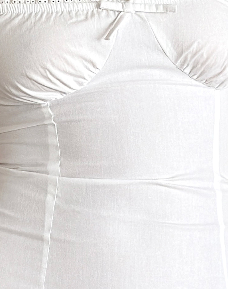 Dasilita Off Shoulder Mini Dress in White Poplin-Nico Sky