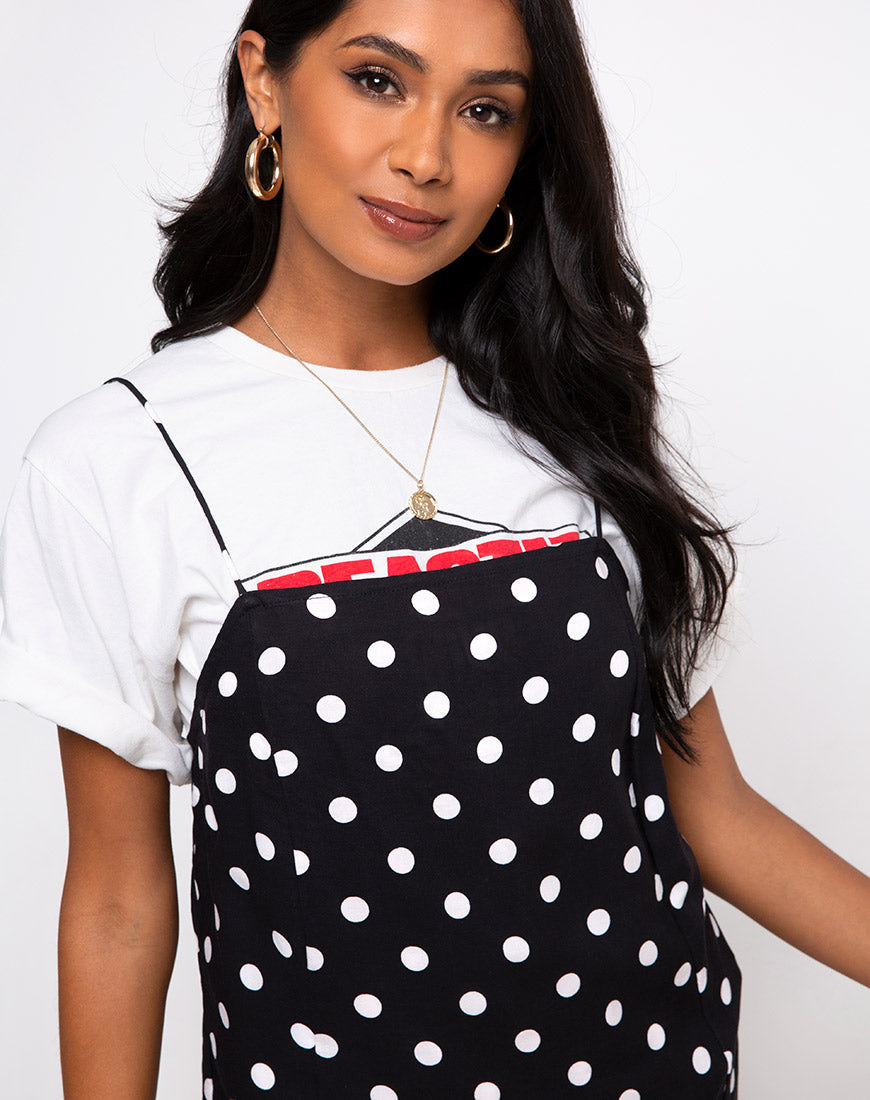 Datista Slip Dress in 80's Polka Black-Nico Sky