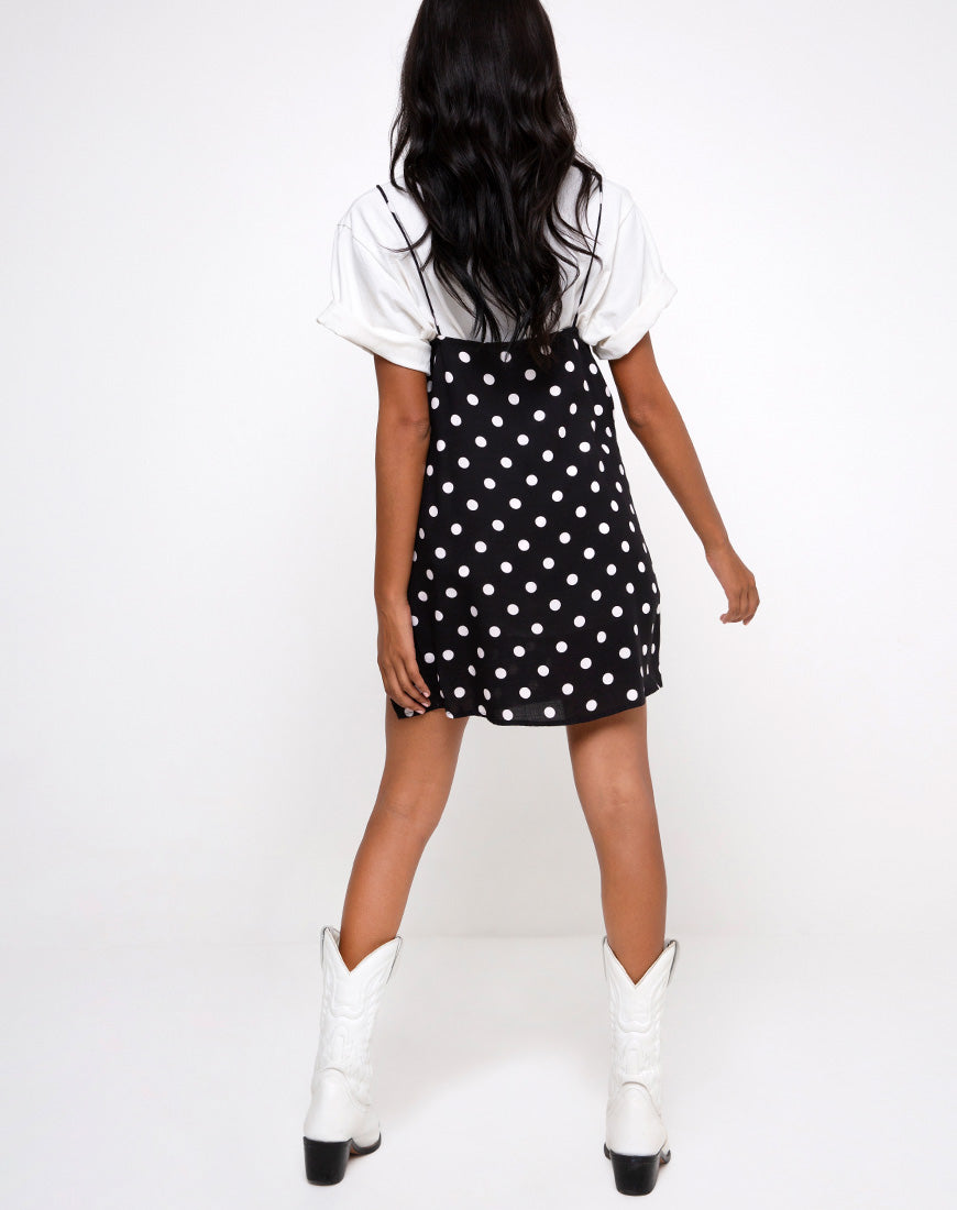 Datista Slip Dress in 80's Polka Black-Nico Sky
