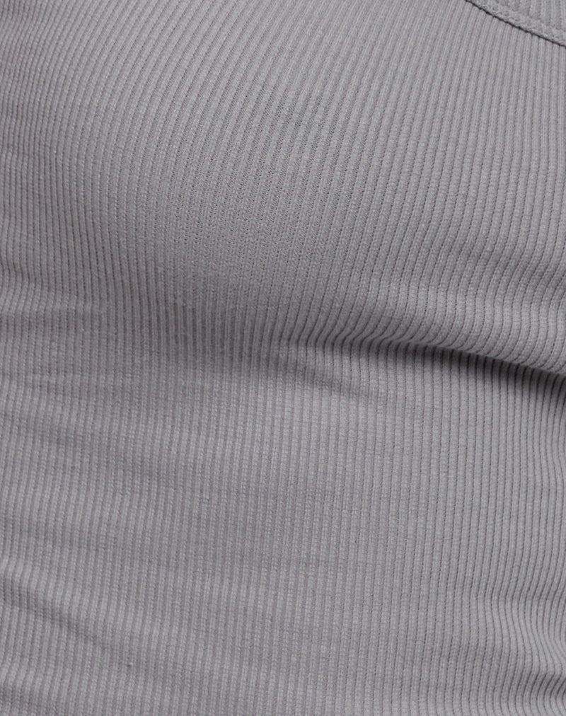Dax Eyelet Ribbed Vest Top in Grey-Nico Sky