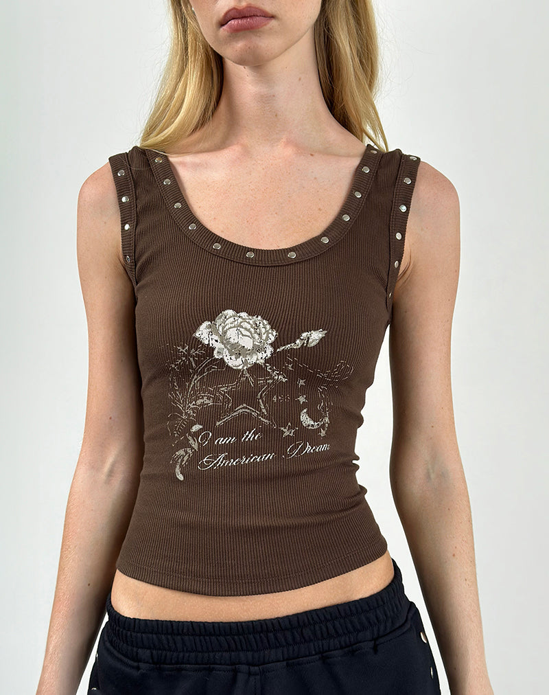 Daxio Vest Top in Cocoa American Dream with Studs-Nico Sky