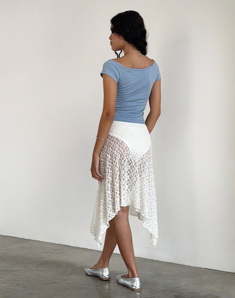 Dendro Midi Skirt in Lace Ivory-Nico Sky