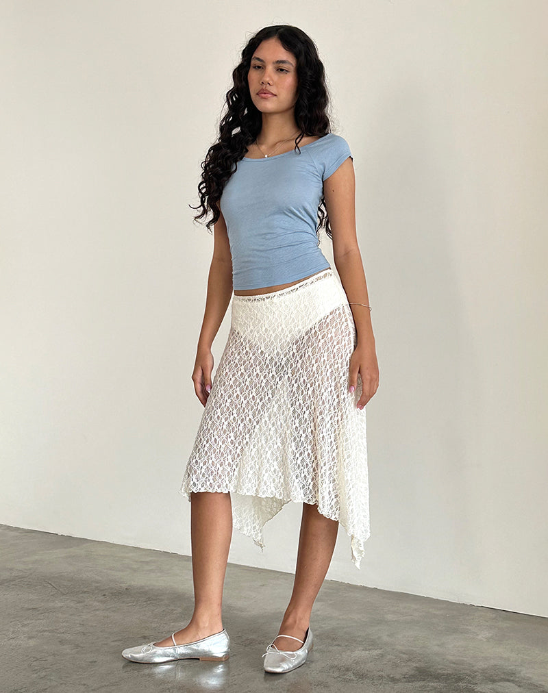Dendro Midi Skirt in Lace Ivory-Nico Sky