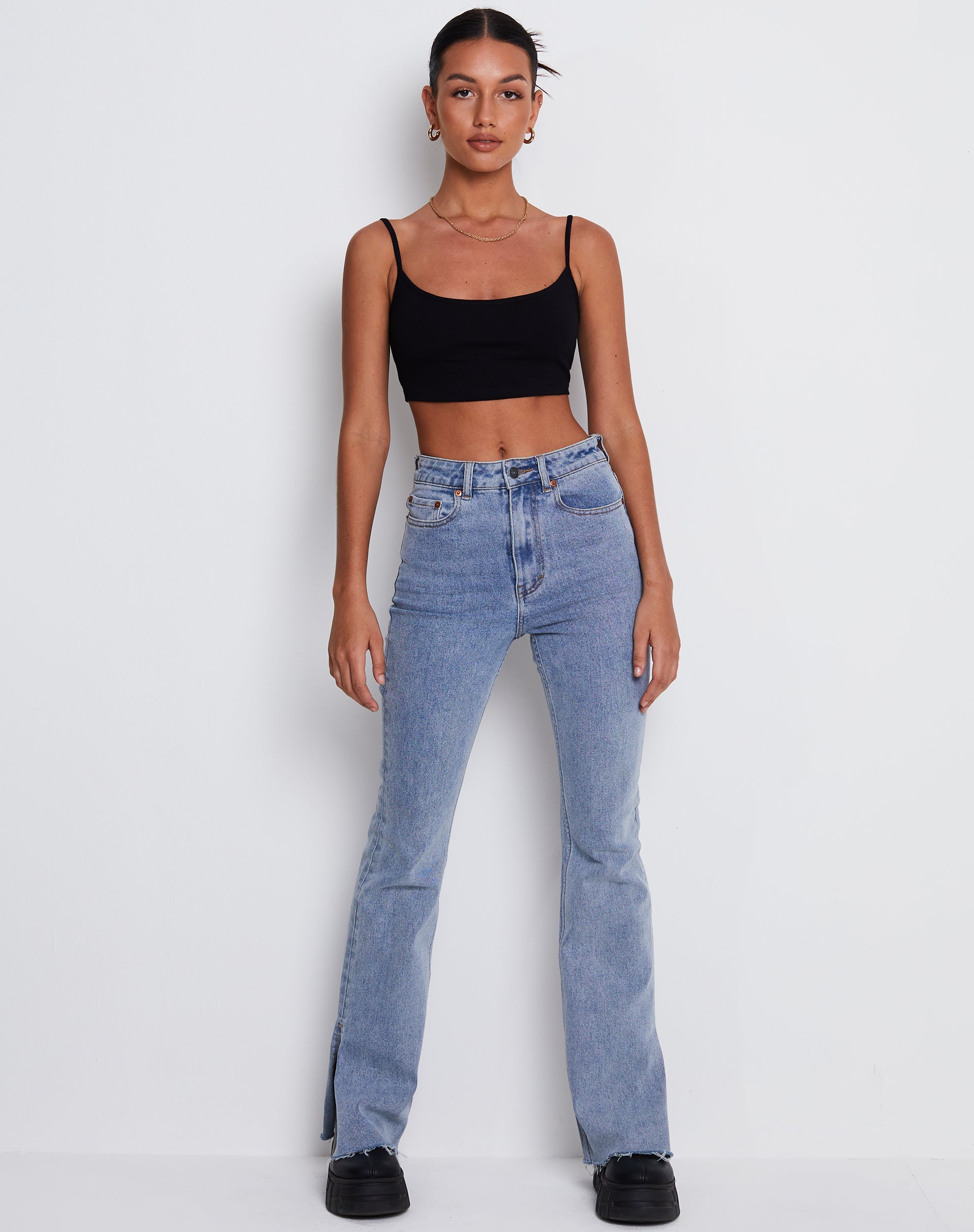 Keenan Crop Top in Lycra Black-Nico Sky