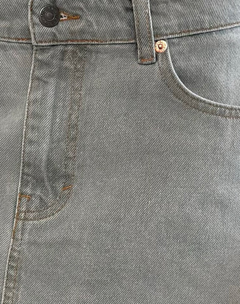 Denim Raw Hem Mini Skirt in Grey Bleach-Nico Sky