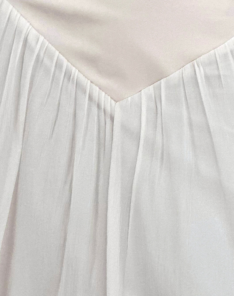 Derika V Waist Maxi Skirt in Cream-Nico Sky