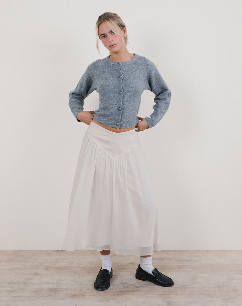 Derika V Waist Maxi Skirt in Cream-Nico Sky