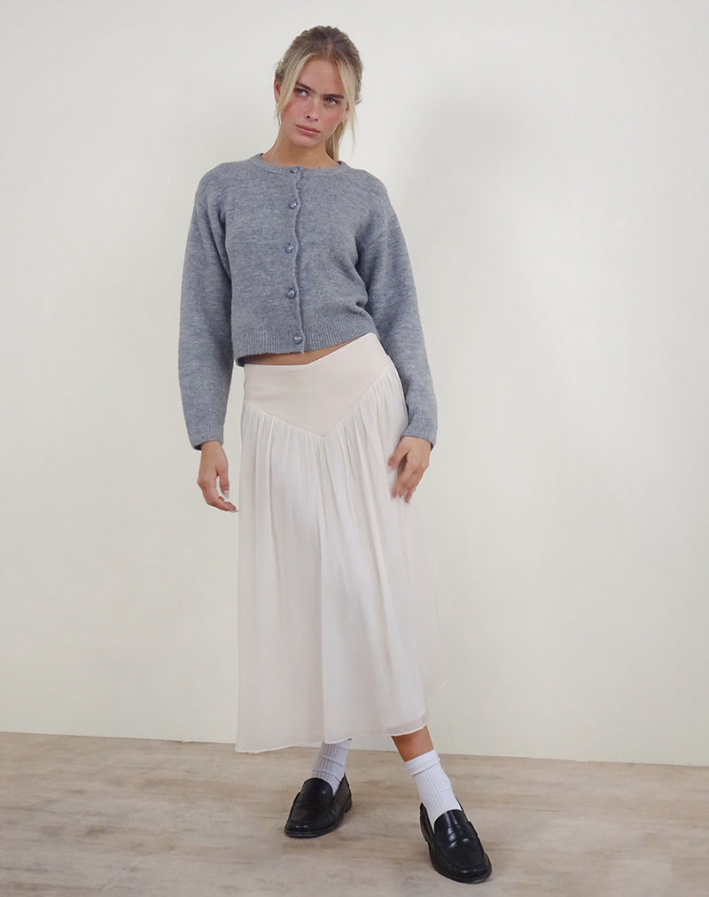 Derika V Waist Maxi Skirt in Cream-Nico Sky
