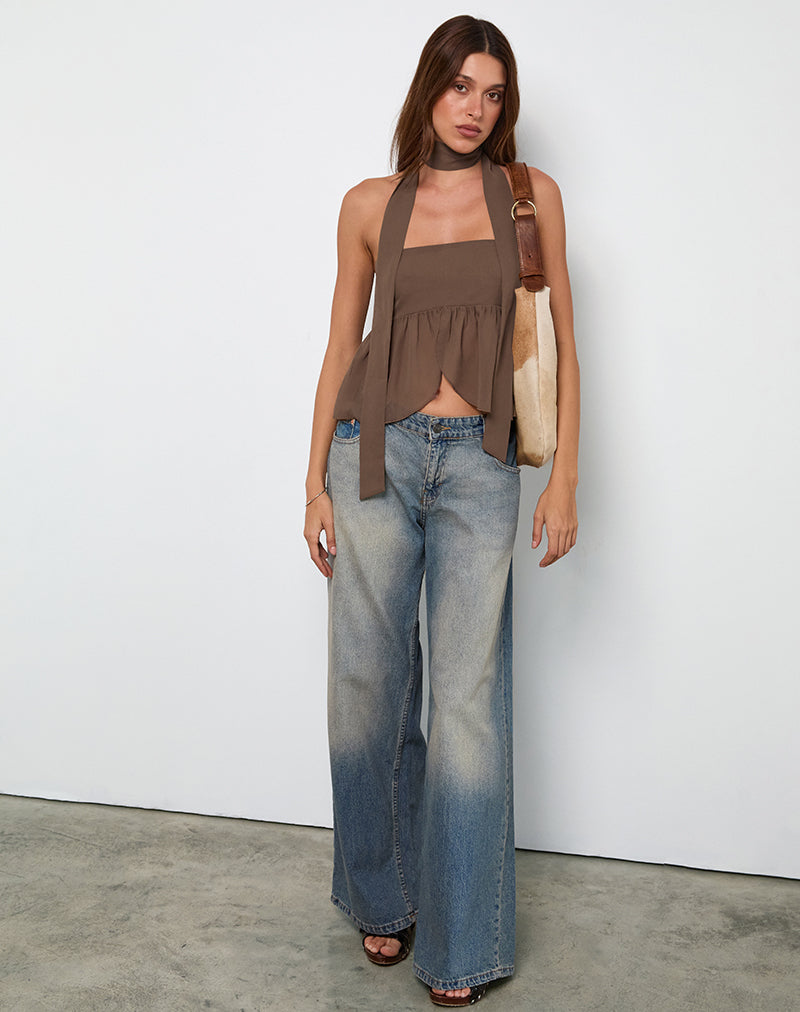 Desir Bandeau Top in Chiffon Coffee-Nico Sky