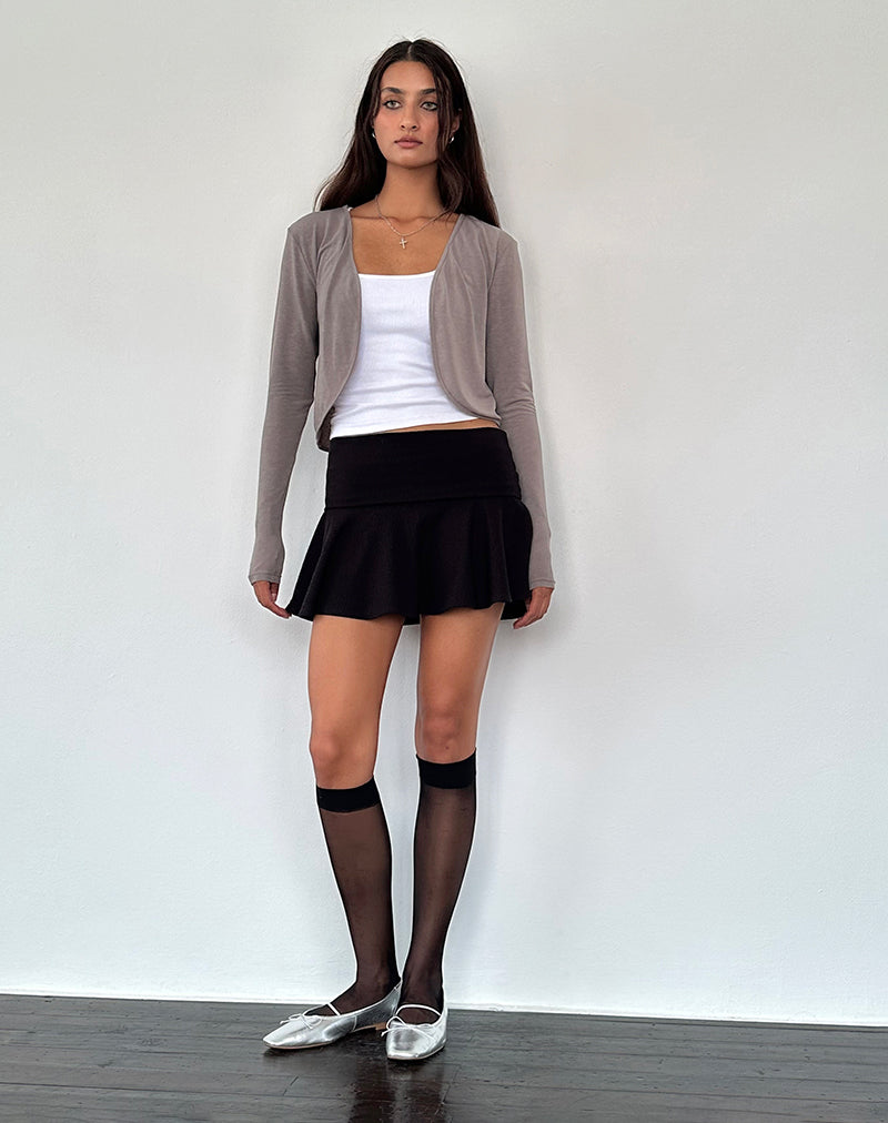 Despina Knitted Long Sleeve Shrug in Warm Grey-Nico Sky