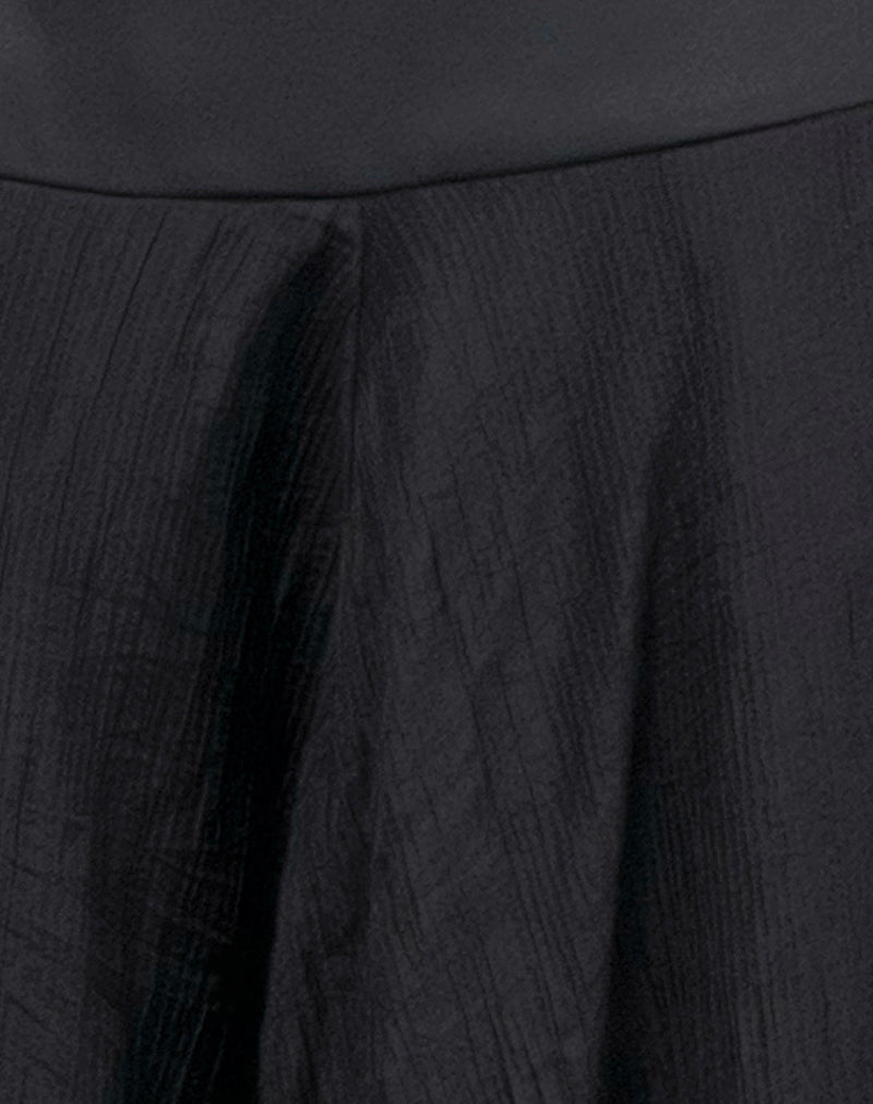 Diera Satin Chiffon Midi Skirt in Black-Nico Sky