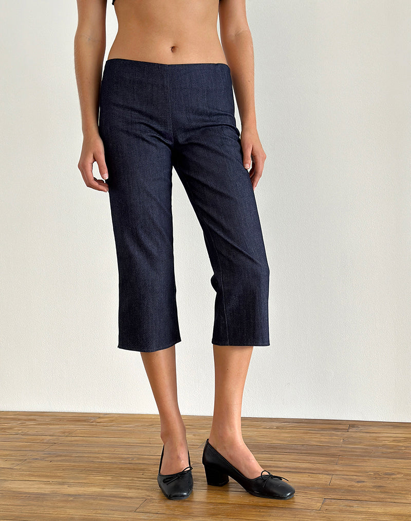 Diran Capri Trouser in Chambray Indigo-Nico Sky