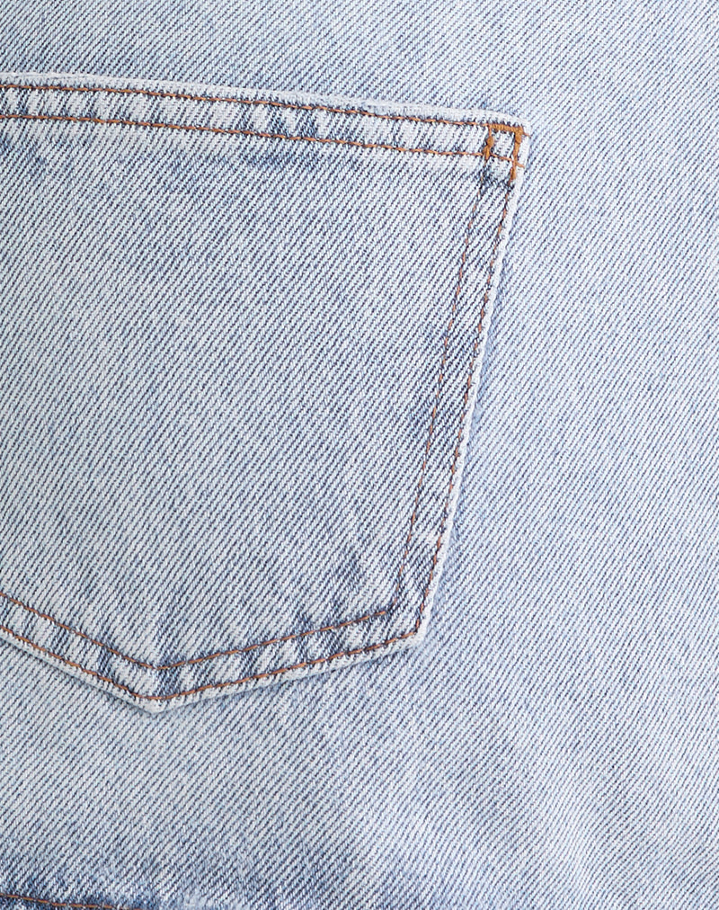 Distressed Mini Skirt in Blue Bleach-Nico Sky