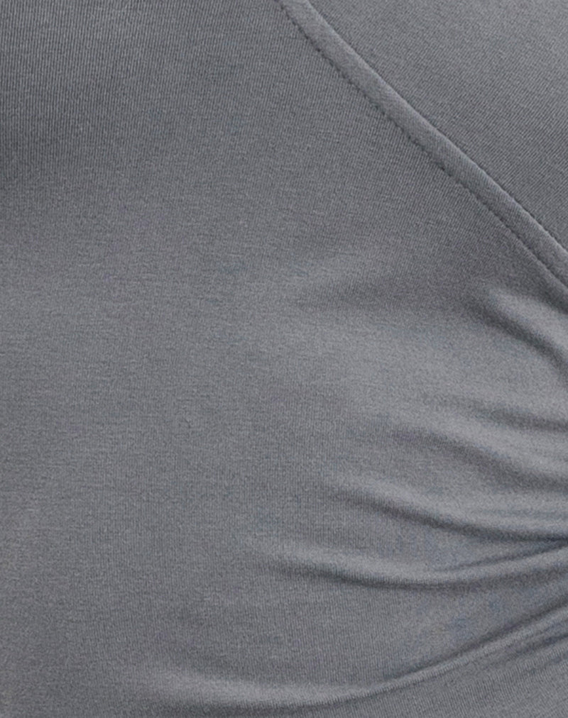 Dolores Wrap Top in Rayon Jersey Grey-Nico Sky