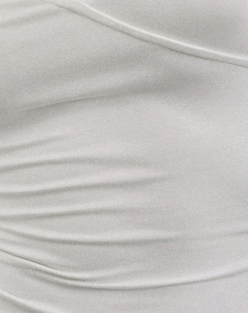 Dolores Wrap Top in Rayon Jersey Ivory-Nico Sky