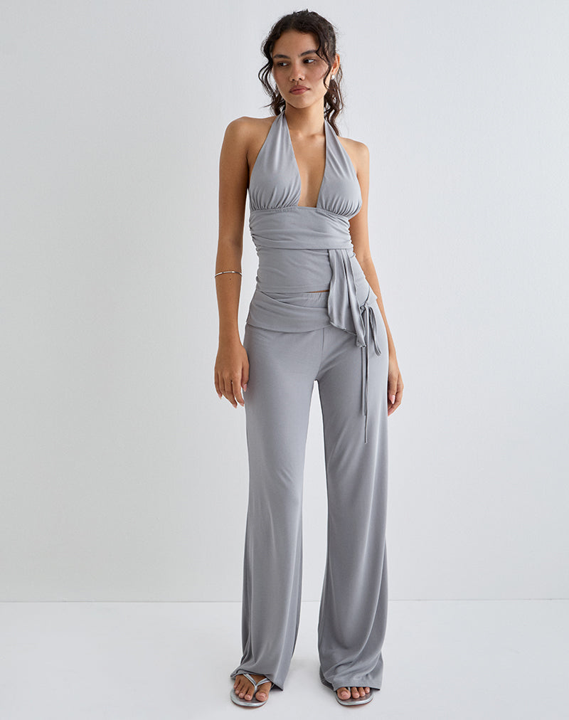 Donata Trouser in Grey with Belt-Nico Sky