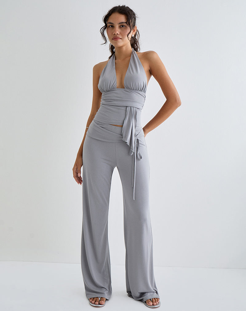 Donata Trouser in Grey with Belt-Nico Sky