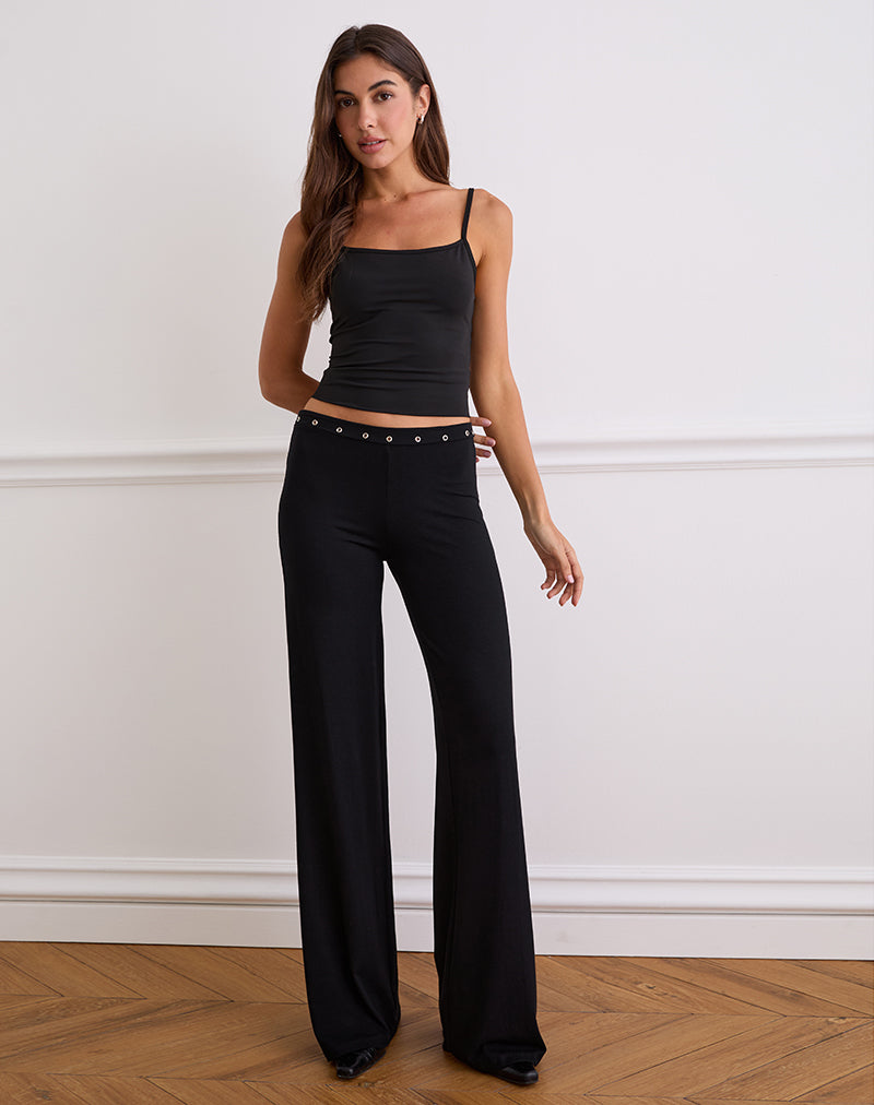 Dorala Low Rise Trousers with Eyelets in Black-Nico Sky
