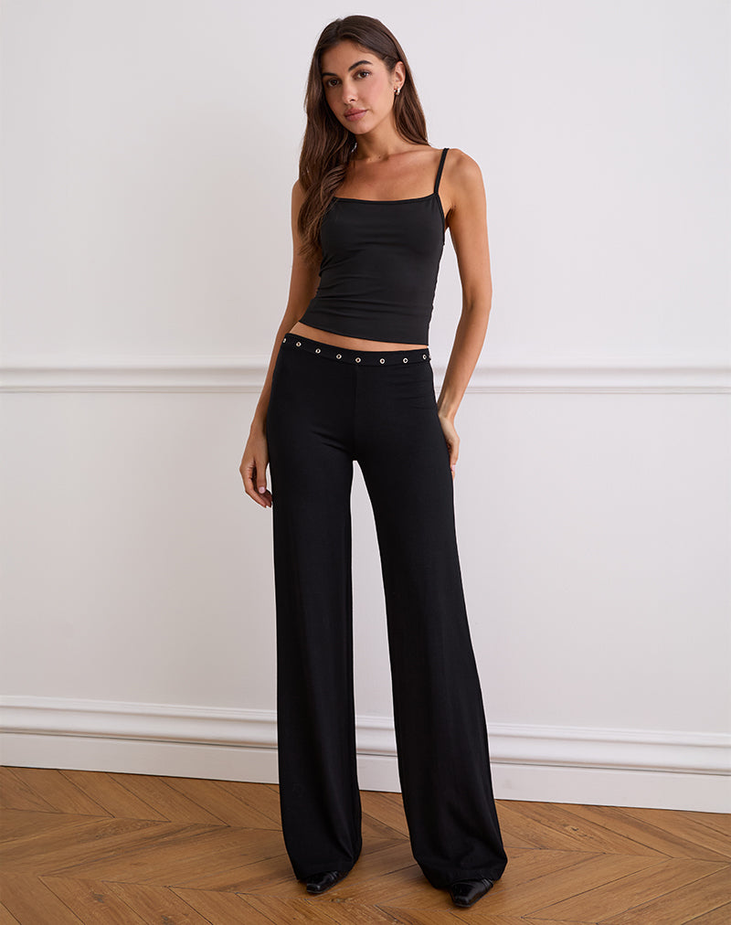 Dorala Low Rise Trousers with Eyelets in Black-Nico Sky