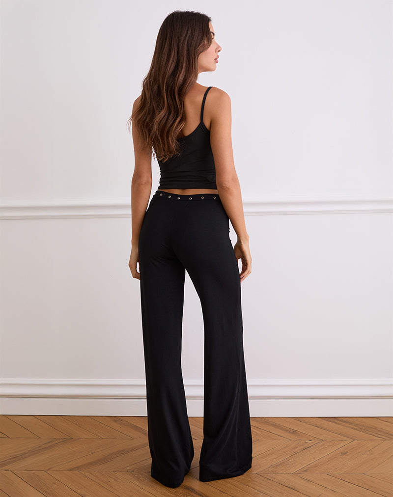 Dorala Low Rise Trousers with Eyelets in Black-Nico Sky