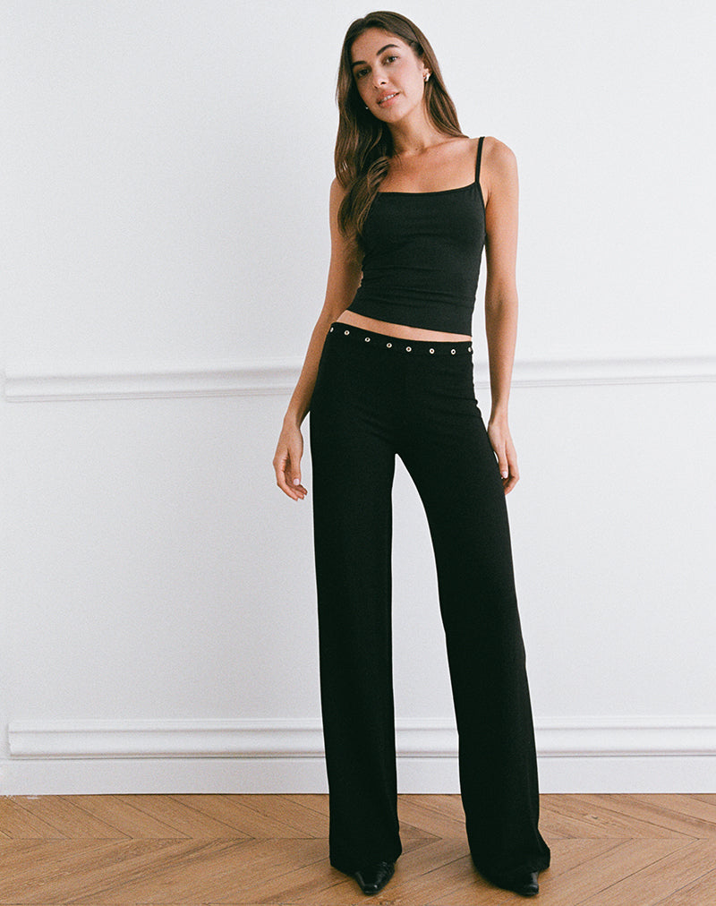 Dorala Low Rise Trousers with Eyelets in Black-Nico Sky