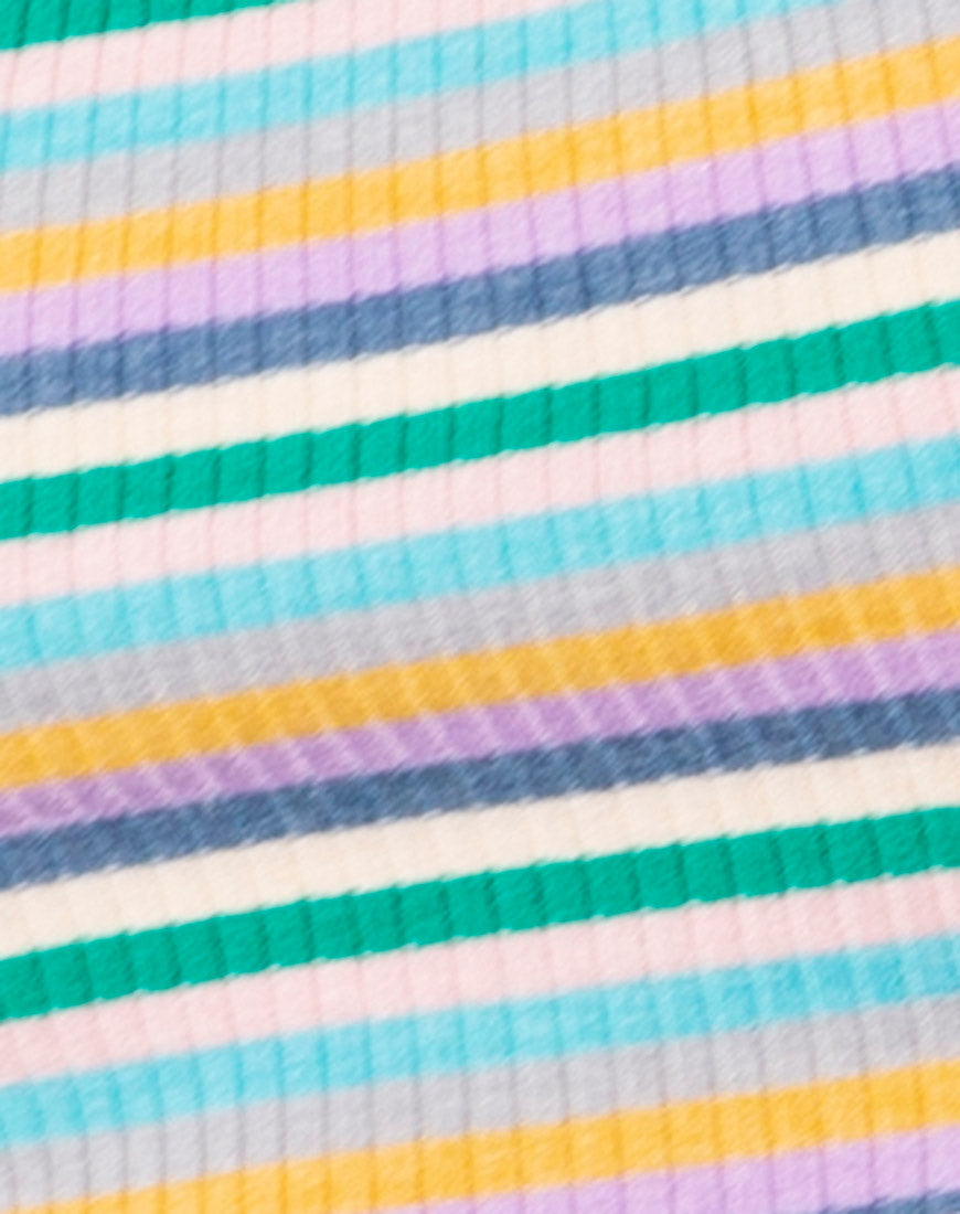 Adea Crop Top in Rib Green Purple and Yellow by Motel-Nico Sky