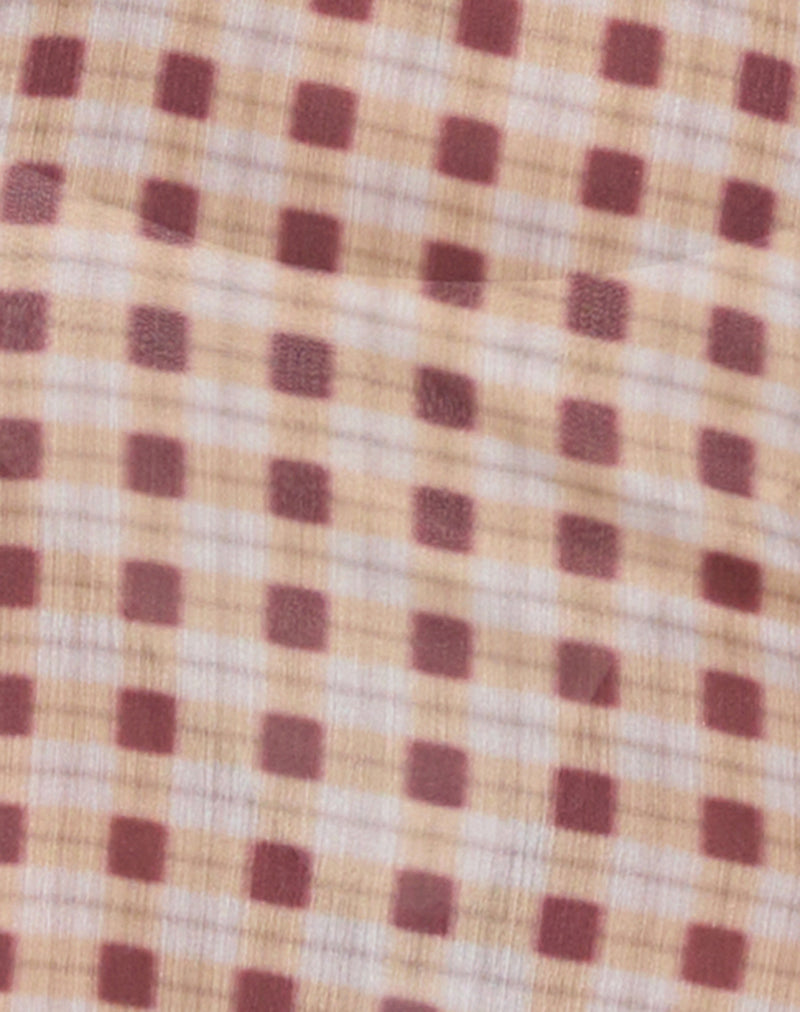 Driti Maxi Dress in Chiffon Blurred Check Peach-Nico Sky