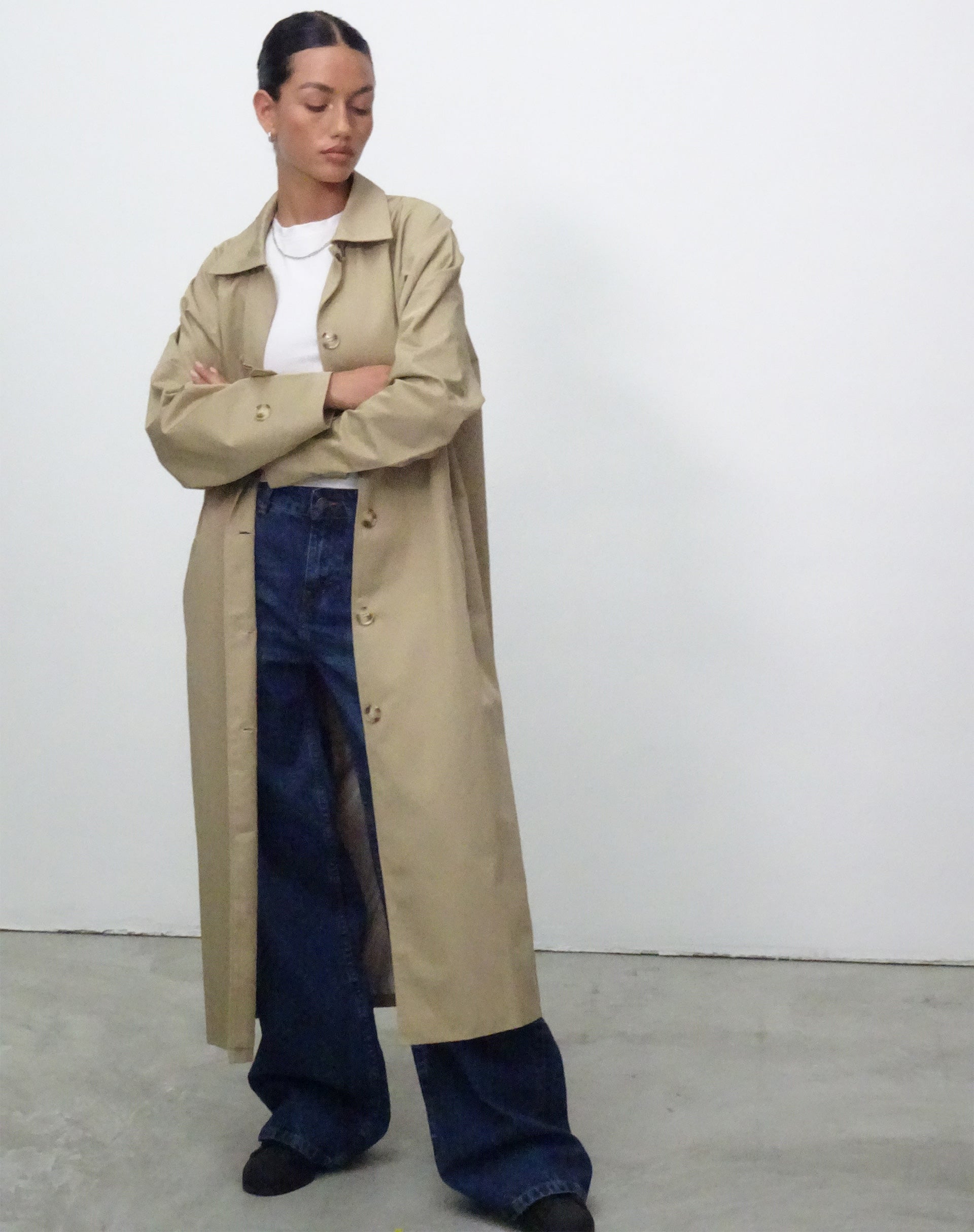 Assa Trench Coat in Tan with Stripe Lining-Nico Sky