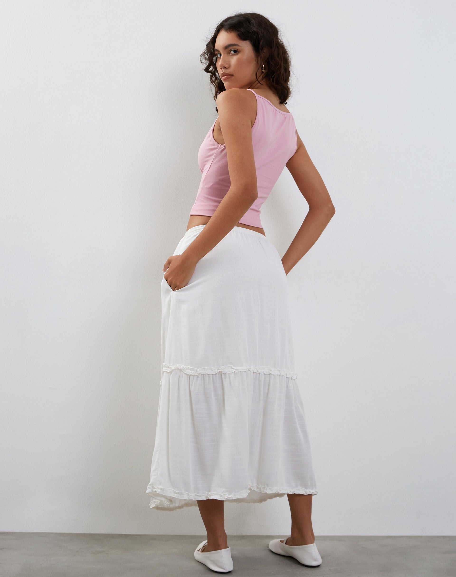 Dudley Vest Top in Flamingo Pink-Nico Sky