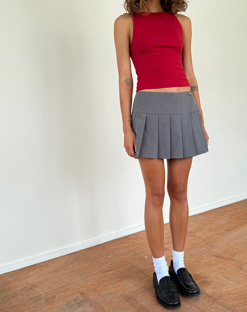 Dudley Vest Top in Adrenaline Red-Nico Sky