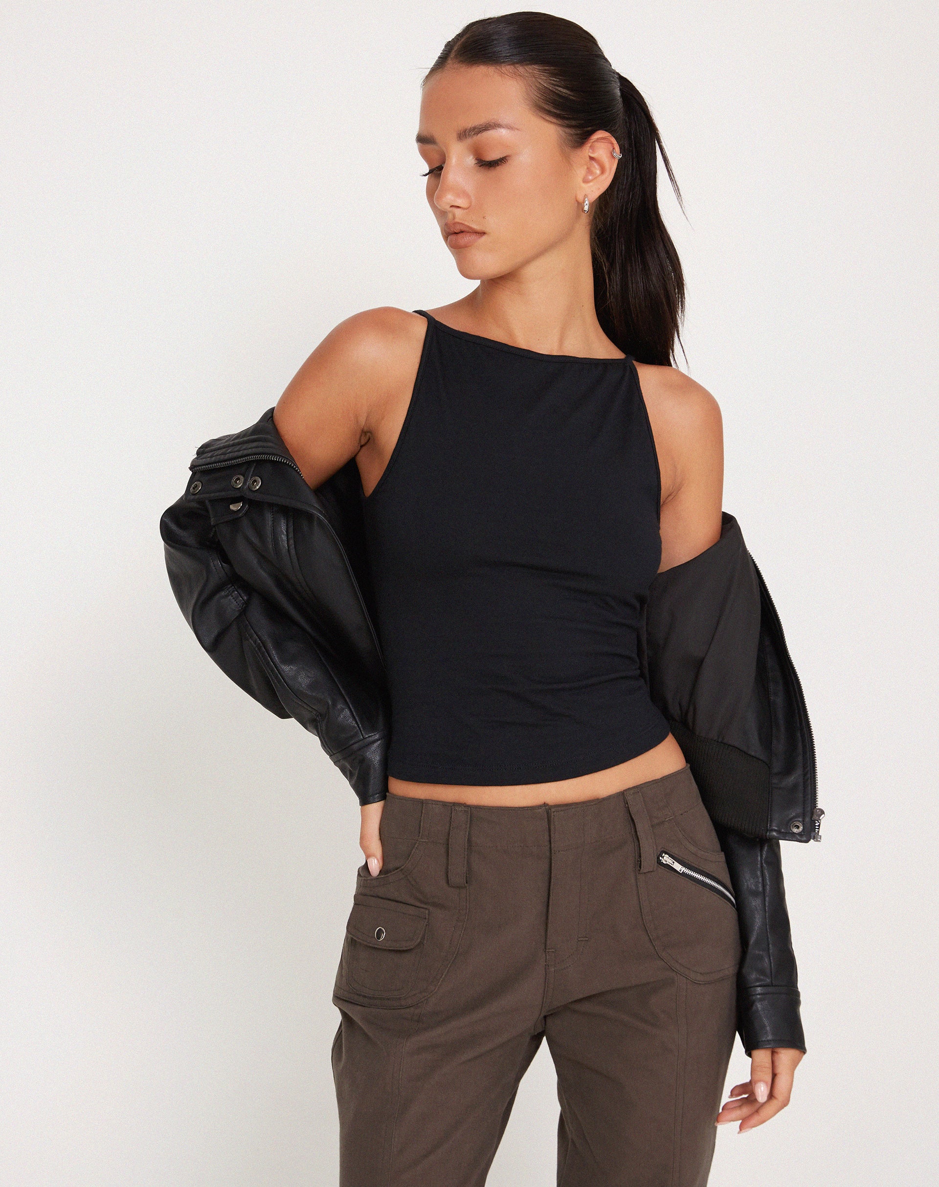 Dudley Vest Top in Black-Nico Sky